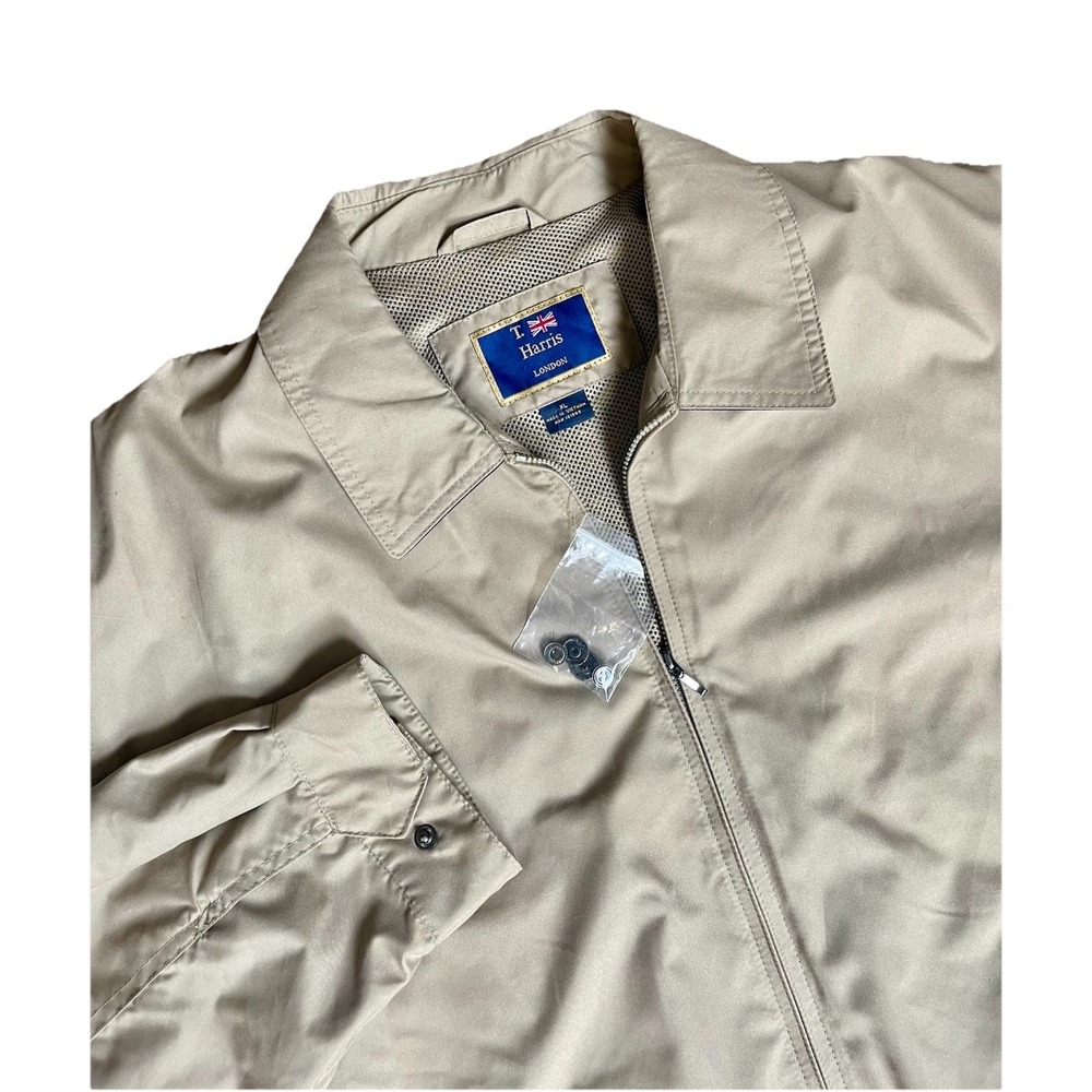 Mens T Harris London Khaki Bomber Jacket XL NWT Zip Swing Coat Dad Core Beige